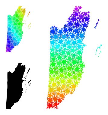 Gökkuşağı Gradyan Yıldızları Belize Kolajı Mozaik Haritası