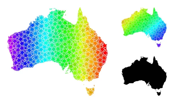 Carte de mosaïque d'étoiles de gradient de spectre de l'Australie Collage — Image vectorielle
