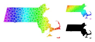 Spektral Renkli Gradyan Massachusetts Devlet Kolajı Mozaik Haritası