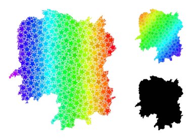 Hunan Eyaleti Kolajının Hayalet Renkli Gradyan Yıldızlı Mozaik Haritası
