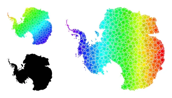 Rainbow Gradient Star Mosaic Mapa de Antártida Collage — Vector de stock
