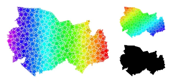 Rainbow Gradient Stars Mosaic Map of Novosibirsk Region Collage — Stock Vector