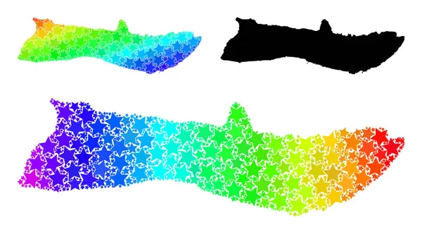 Spectral Colored Gradient Starred Mosaic Map of Molokai Island Collage — стоковий вектор