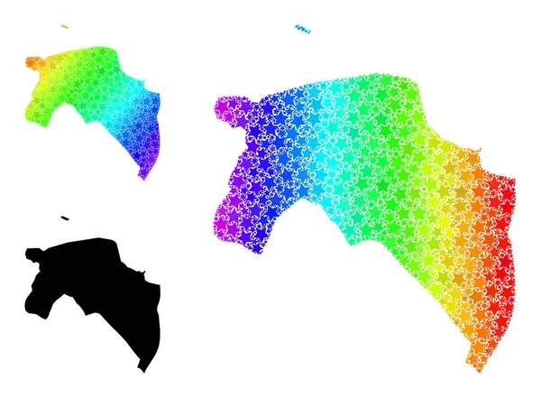 Gradient de spectre Étoiles Mosaïque Carte de Groningue Province Collage — Image vectorielle