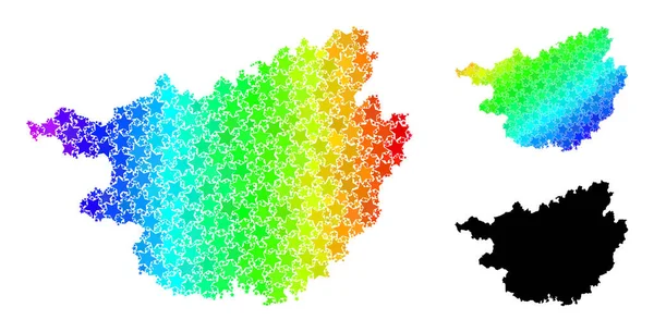 Carte de la mosaïque étoilée du dégradé arc-en-ciel de Guangxi Zhuang Region Collage — Image vectorielle