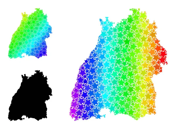 Spectrum Gradient Star Mosaic Mapa de Baden-Wurttemberg State Collage — Vector de stock