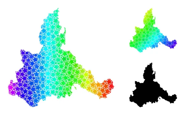 Carte de mosaïque d'étoile de dégradé colorée spectrale de Collage de province de Saragosse — Image vectorielle