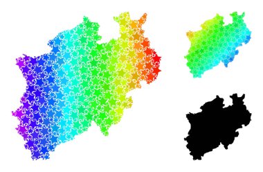 Renkli Hayalet Yıldız Mozaik Kuzey Ren-Vestfalya Devlet Kolajı Haritası