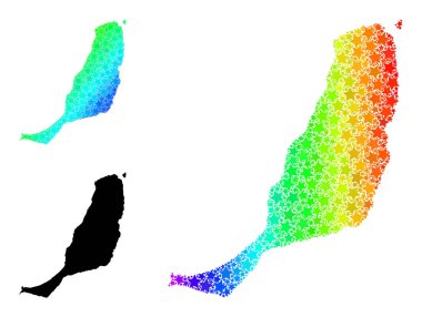 Spektrum Gradyan Yıldızlar Mozaik Fuerteventura Adası Kolajı