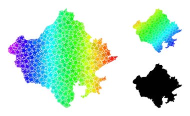 Rajasthan Devlet Kolajı Tayf Gradyan Yıldız Mozaik Haritası