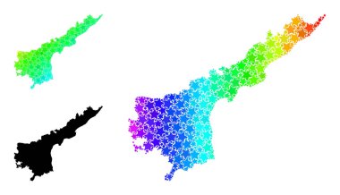 Gökkuşağı Gradyan Andhra Pradesh Devlet Kolajı Mozaik Haritası