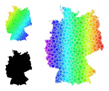 Tayf Renkli Gradyan Almanya Mozaik Haritası