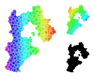 Spektrum Gradyan Yıldızlar Mozaik Haritası Hebei Eyaleti Kolajı