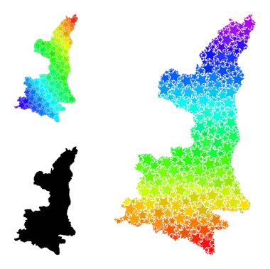 Gökkuşağı Gradyan Yıldızları Shaanxi Eyaleti Kolajı Mozaik Haritası