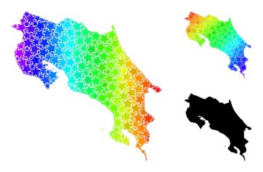 Gökkuşağı Gradyan Kosta Rika Kolajı Mozaik Haritası