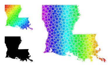 Gökkuşağı Gradyan Yıldızları Louisiana Devlet Kolajı Mozaik Haritası