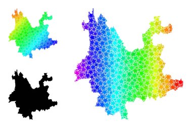 Spektrum Gradyan Yıldızlar Mozaik Haritası Yunnan Eyaleti Kolajı