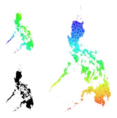 Gökkuşağı Gradyan Yıldızları Filipinler Kolajı Mozaik Haritası