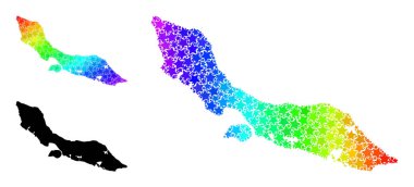 Gökkuşağı Gradyan Curacao Adası Kolajı Mozaik Haritası