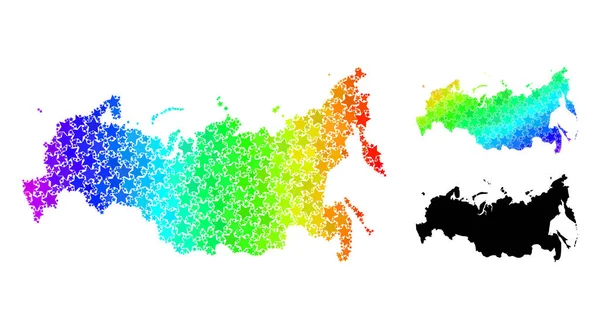 Rainbow Gradient Stars Mosaic Map of Russia Collage — стоковий вектор