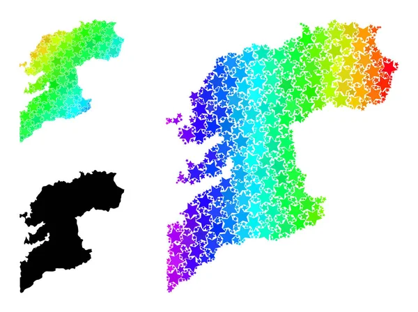 Spektrum Gradient Starred Mosaic Karta över Pontevedra provinsen Collage — Stock vektor
