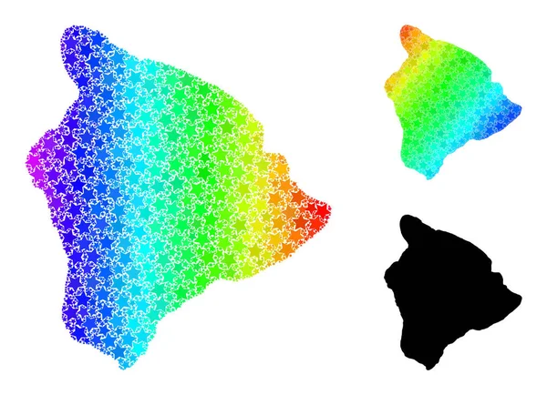 Rainbow Gradient Star Mosaic Mapa de Hawaii Big Island Collage — Archivo Imágenes Vectoriales