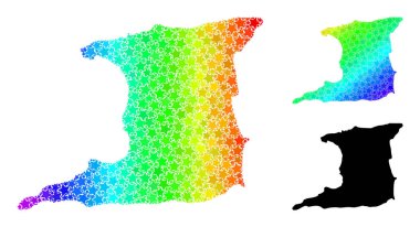 Gökkuşağı Gradyan Trinidad Adası Kolajı Mozaik Haritası