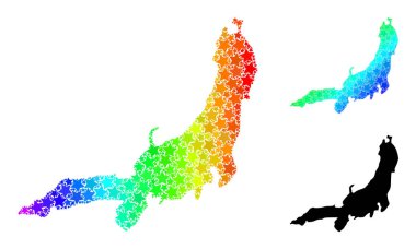 Tayf Gradyan Yıldızları Honshu Adası Kolajı Mozaik Haritası