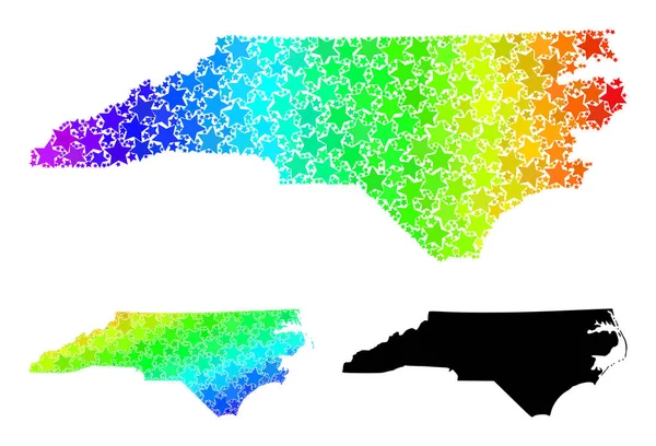 Hayalet Renkli Gradyan Kuzey Carolina Eyalet Kolajı Mozaik Haritası