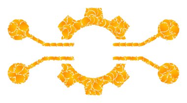 Altın Vektör Gear Elektronik Bütünleşme Mozaik Simgesi