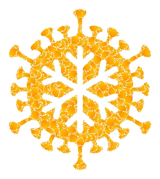 Golden Vector Winter Virus Mosaic Icon — Stock Vector