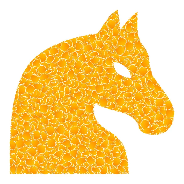 Χρυσό διάνυσμα σκάκι άλογο ψηφιδωτό εικονίδιο — Διανυσματικό Αρχείο
