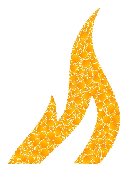 Icona mosaico fuoco vettoriale oro — Vettoriale Stock