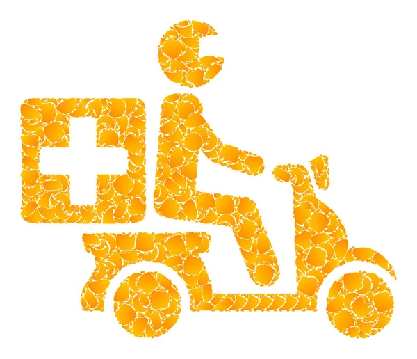 Icône de mosaïque de moto médicale de vecteur d'or — Image vectorielle