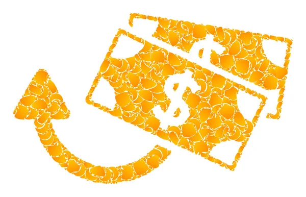 Icône Mosaïque de remboursement de billets en dollars vectoriels dorés — Image vectorielle