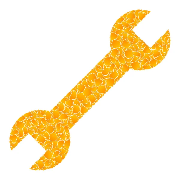 Guld vektor Spanner Mosaik Ikon — Stock vektor