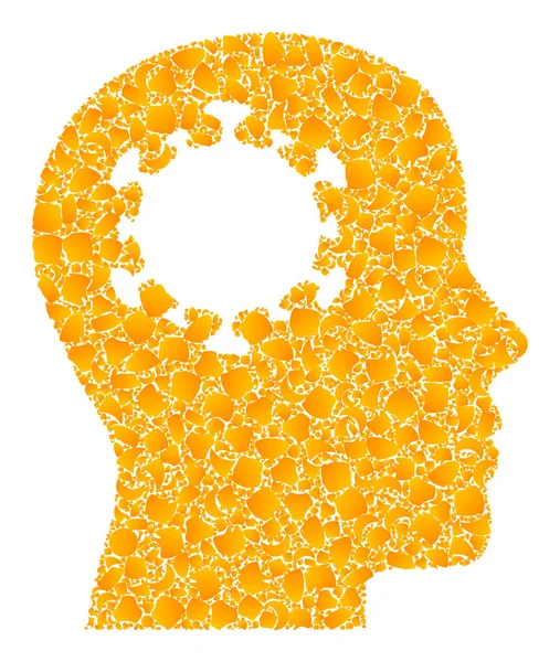 Gold Vector Brain Infection Mosaic Icon — Stock Vector
