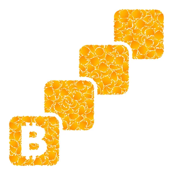 Ouro Vector Bitcoin Blockchain Ícone Mosaico — Vetor de Stock