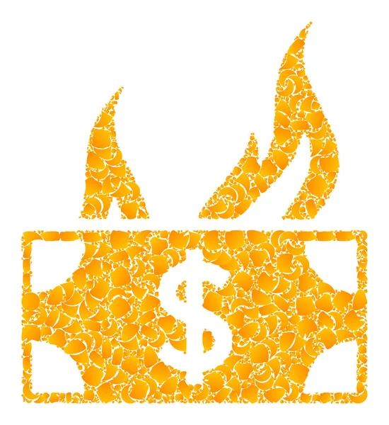 Altın Vektör Yanıyor Dolar Tasarısı Mozaik Simgesi — Stok Vektör