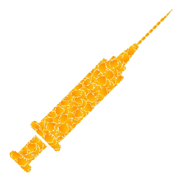 Golden Vector Syringe Mosaic Ícone — Vetor de Stock