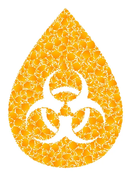 Gold Vector Biohazard Drop Mosaic Icon — Stockový vektor