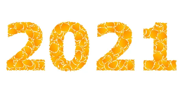 Guldvektor 2021 År Siffror Mosaik Ikon — Stock vektor