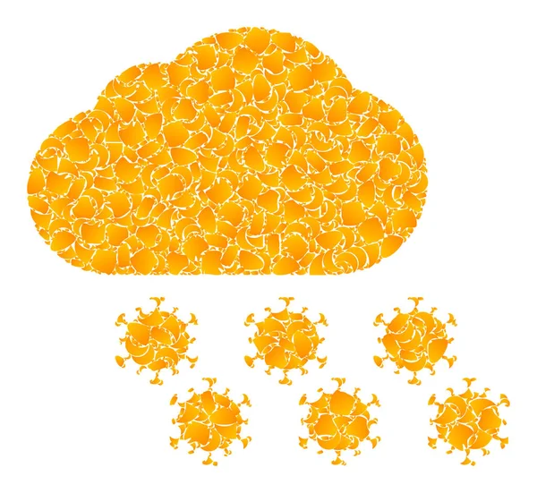 Golden Vector vírus nuvem mosaico Ícone — Vetor de Stock