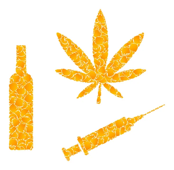 Χρυσό διανυσματικό ναρκωτικό Μωσαϊκό εικονίδιο ναρκωτικών — Διανυσματικό Αρχείο