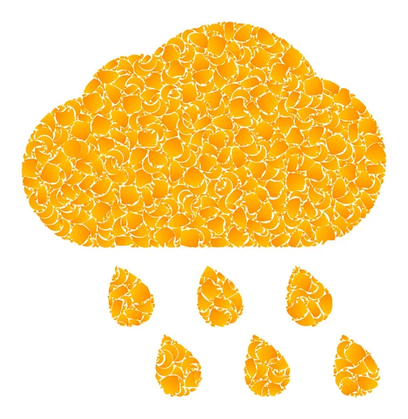 Golden Vector nuvem de chuva ícone do mosaico — Vetor de Stock