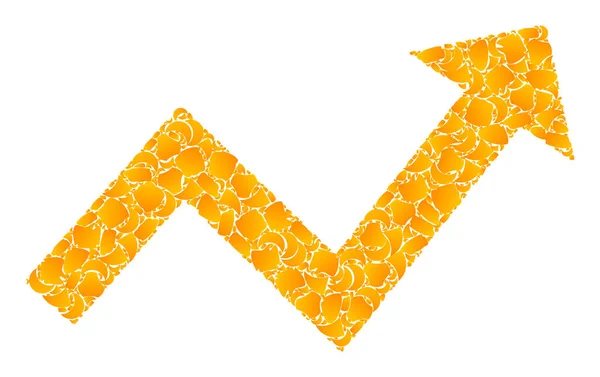 ゴールドベクトルのトレンドアップ矢印モザイクアイコン — ストックベクタ