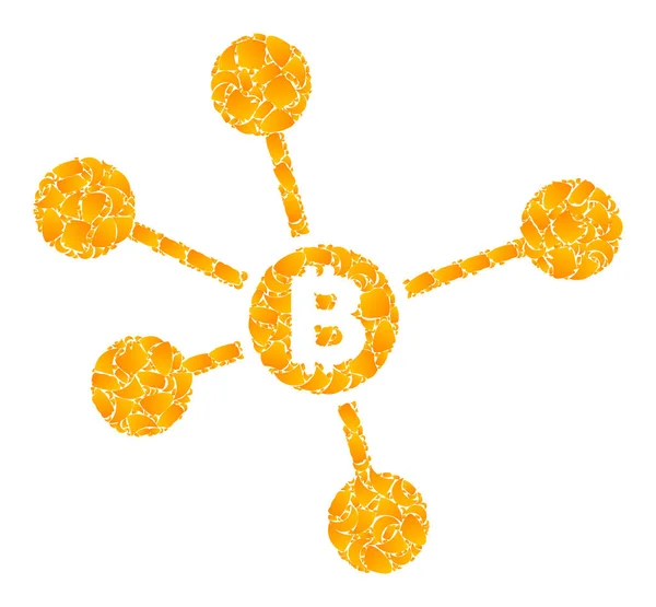 Gold Vector Bitcoin Links Mosaik-Ikone — Stockvektor