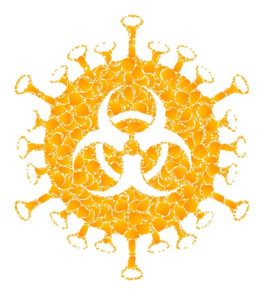 Gold Vector Biohazard Virus Mosaic Icône — Image vectorielle