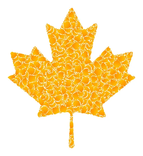 Golden Vector Maple Leaf Mosaic Icon — Stock Vector