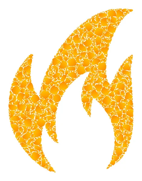 Icona mosaico fuoco vettoriale dorato — Vettoriale Stock